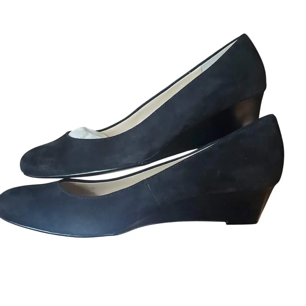 Calvin Klein Size US 9 Baylor Soft Black Suede Wedge Heel 2.5